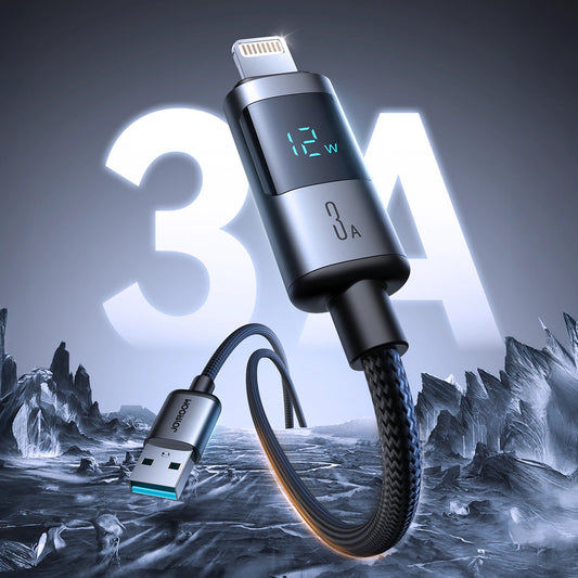 Câble de Données et de Charge USB-A - Lightning Joyroom S-A16 Pro Prism Display, 12W, 1.2m, Noir