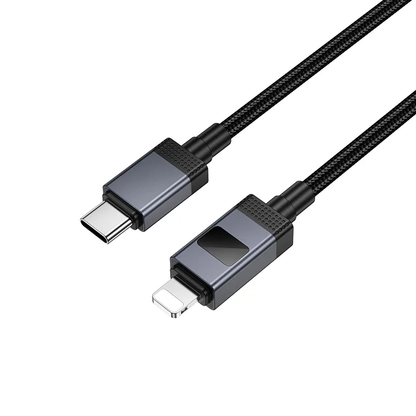USB-C to Lightning Data and Charging Cable HOCO X118 Display, 27W, 1m, Black