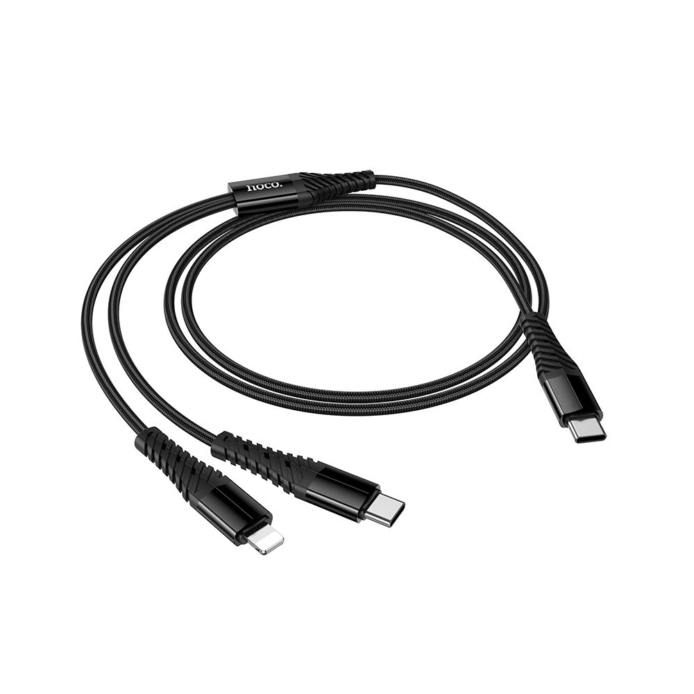 Câble de charge USB-C - Lightning / USB-C HOCO X123, 10W, 1m, Noir