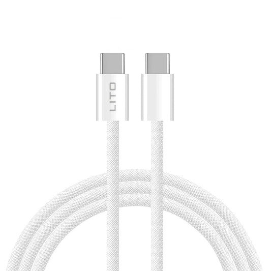 Câble de Données et de Charge USB-C - USB-C Lito LD04CC, 60W, 2m, Blanc