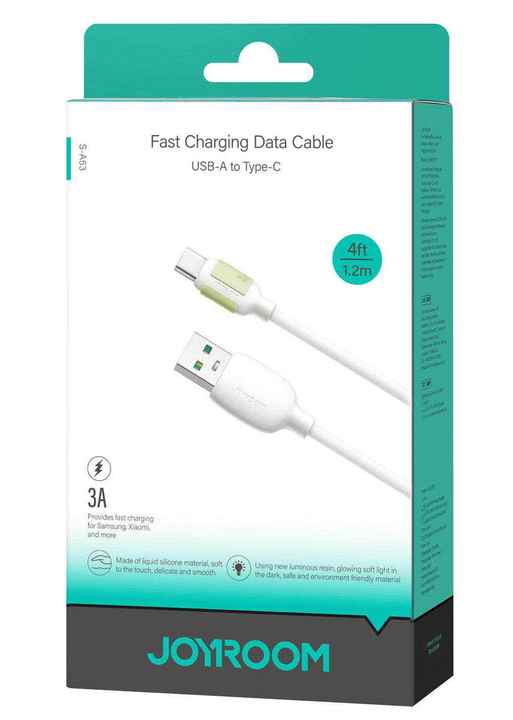 Câble de Données et de Charge USB-A - USB-C Joyroom S-A53, 18W, 1.2m, Beige