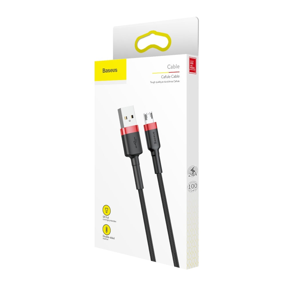 Câble de données et de chargement USB-A - microUSB Baseus Cafule, 18W, 1m, Rouge CAMKLF-B91