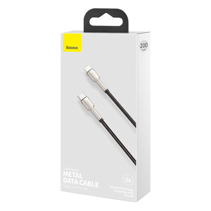 Câble de Données et de Charge USB-C - Lightning Baseus Cafule Metal Series, 20W, 2m, Noir CATLJK-B01