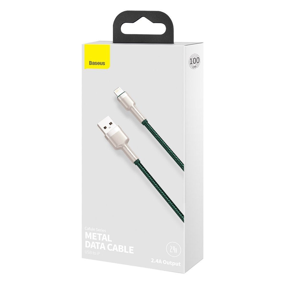 Câble de Données et de Charge USB-A - Lightning Baseus Cafule Metal Series, 18W, 1m, Vert CALJK-A06