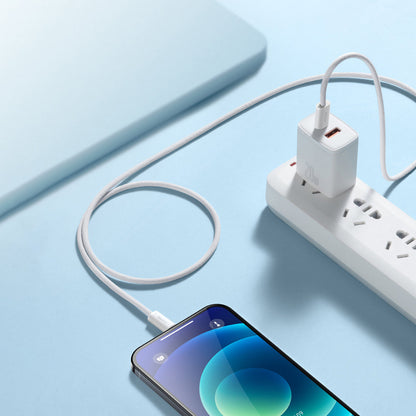 Câble de données et de charge USB-C - Lightning Baseus Dynamic Fast Charging, 20W, 1m, blanc CALD000002