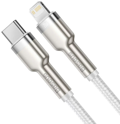 Câble de données et de charge USB-C - Lightning Baseus Cafule Metal Series, 20W, 1m, blanc CATLJK-A02