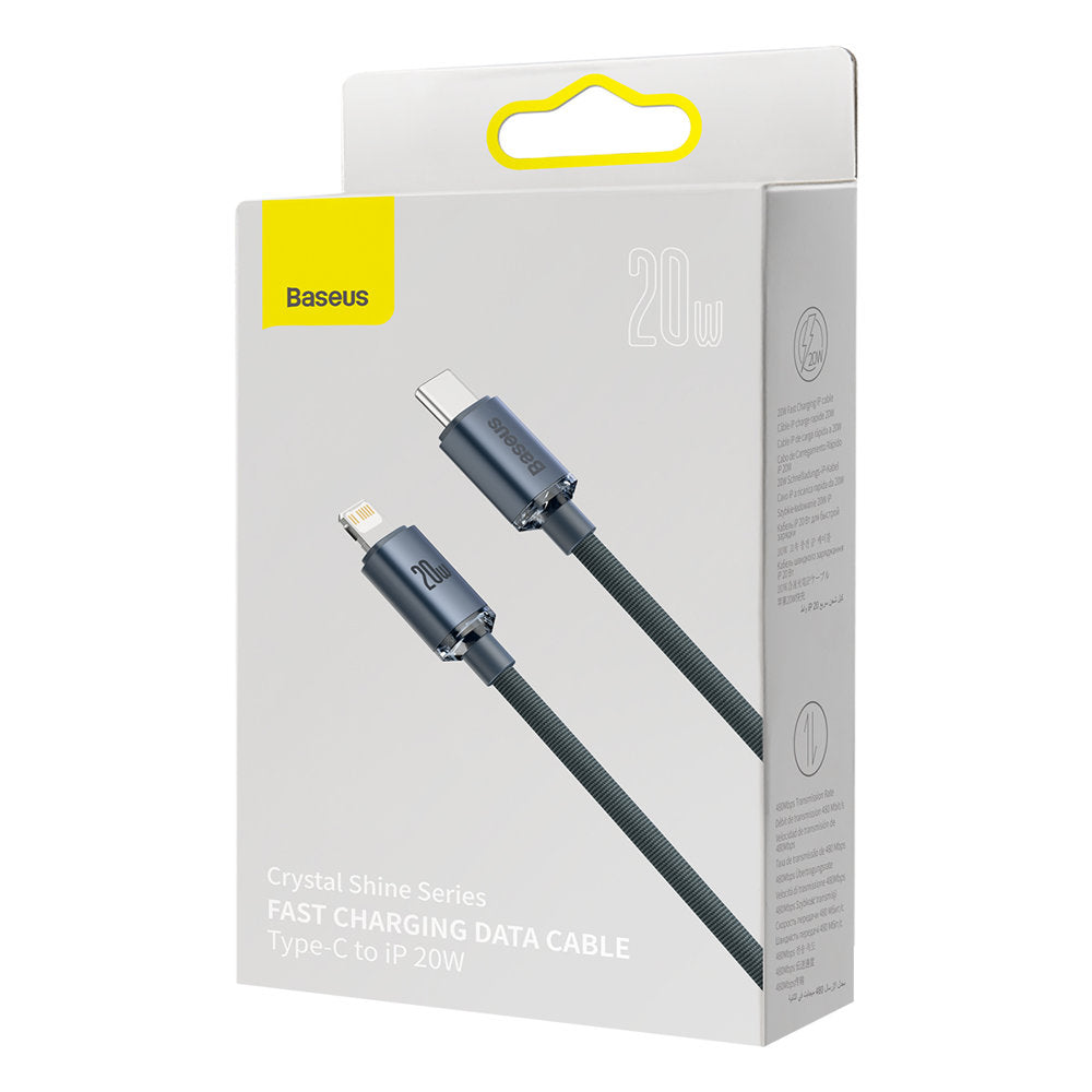 Baseus Crystal Shine Series USB-C - Lightning Data and Charging Cable, 20W, 2m, Black CAJYY000301