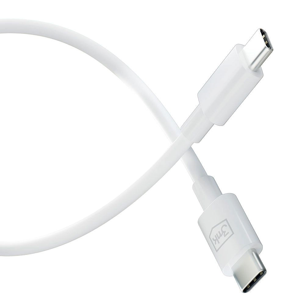 Câble de données et de charge USB-C - USB-C 3MK Hyper, 100W, 1.2m, blanc 