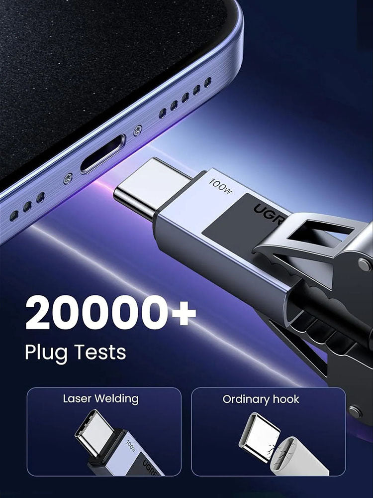 Câble de Données et de Charge USB-C - USB-C UGREEN L512, 100W, 0.5m, Gris