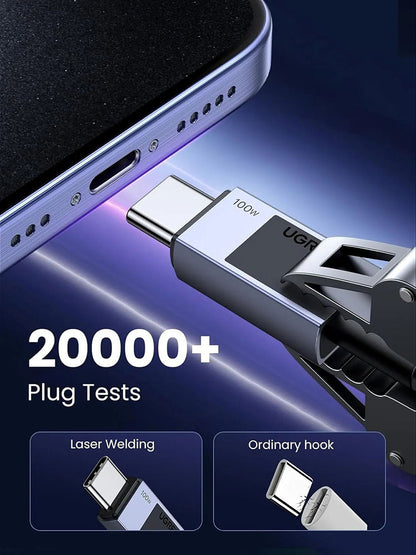 Câble de Données et de Charge USB-C - USB-C UGREEN L512, 100W, 0.5m, Gris