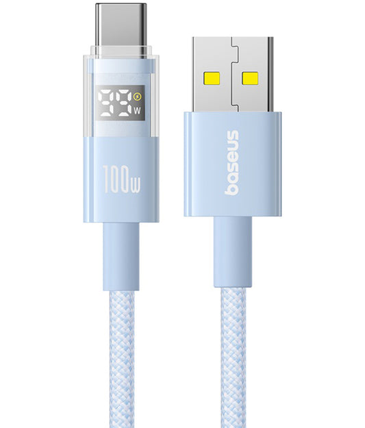 Câble de Données et de Charge USB-A - USB-C Baseus Display 2, 100W, 1m, Bleu P10382701311-00