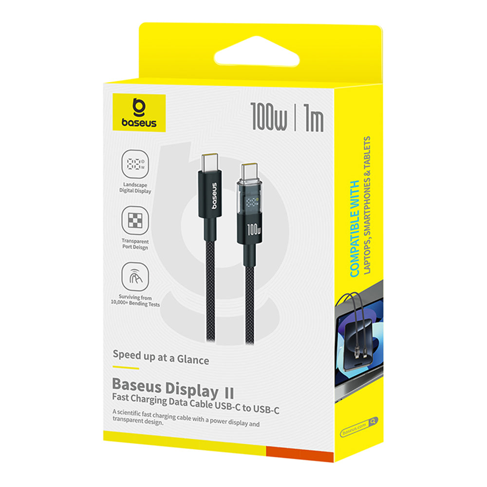 Câble de Données et de Charge USB-C - USB-C Baseus Display 2, 100W, 1m, Noir P10382702121-00