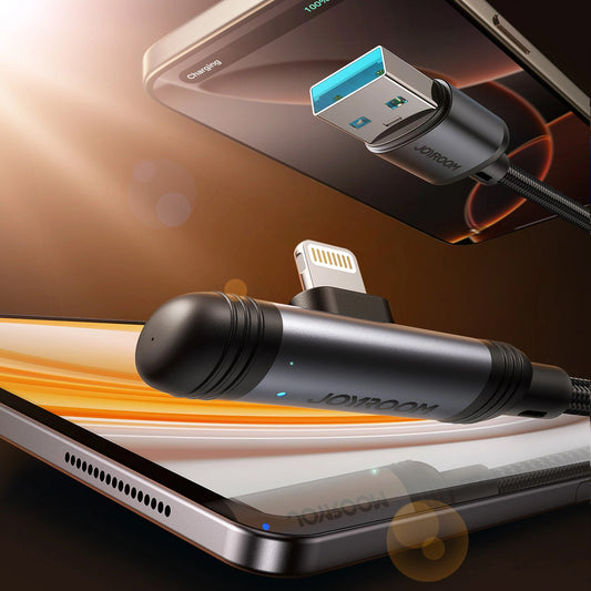 Câble de Données et de Charge USB-A - Lightning Joyroom S-A56 EnjoyX Angled, 18W, 1.2m, Noir