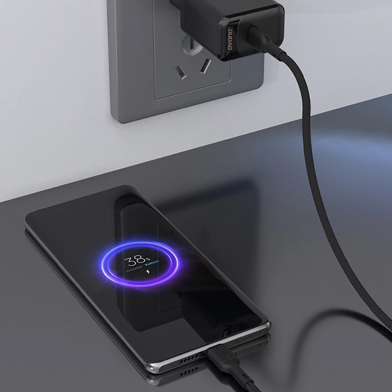 Câble de Données et de Charge USB-C - USB-C Dudao L9C, 65W, 1m, Noir