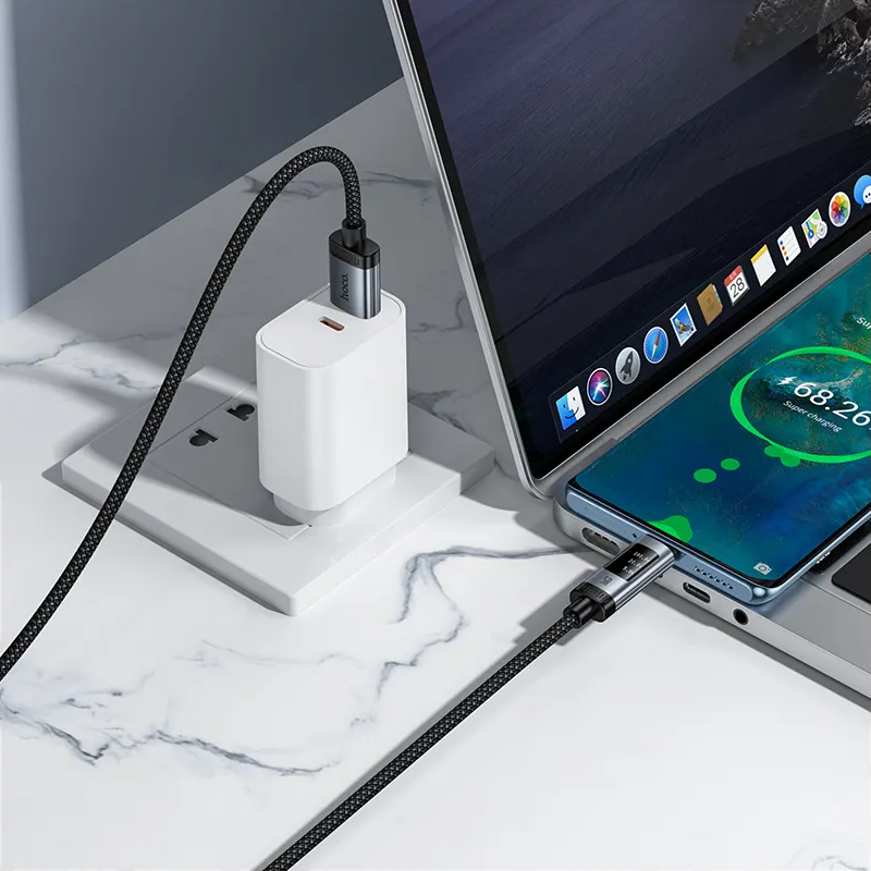 Câble de Données et de Charge USB-A - USB-C HOCO Display U148, 100W, 1.2m, Noir