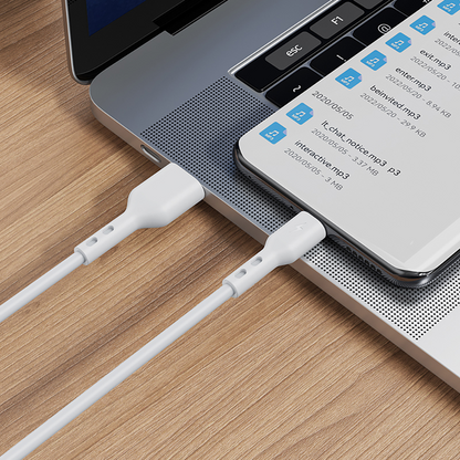 Câble de Données et de Charge USB-A - USB-C BWOO X172C, 60W, 1m, Blanc