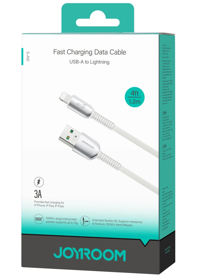 Câble de données et de charge USB-A - Lightning Joyroom S-A51, 18W, 1,2m, Gris