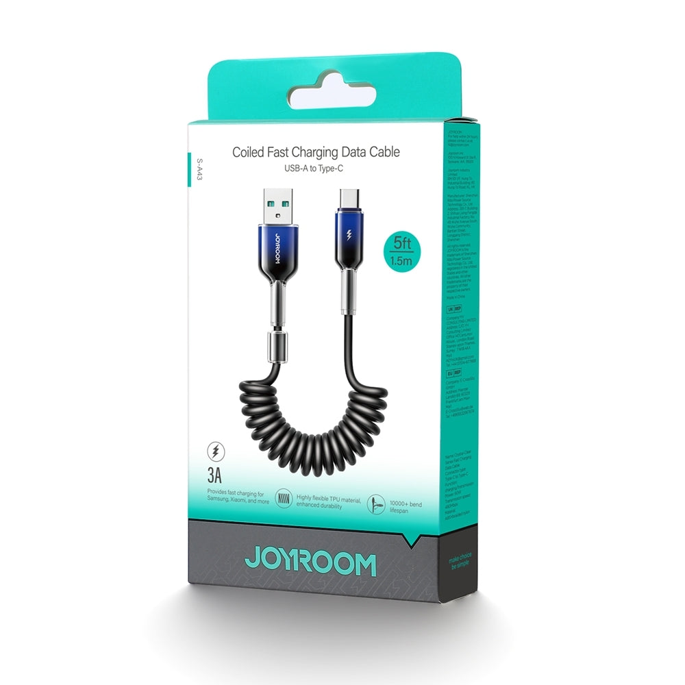 Câble de Données et de Charge USB-A - USB-C Joyroom S-A43 Crystal, 60W, 1.5m, Noir