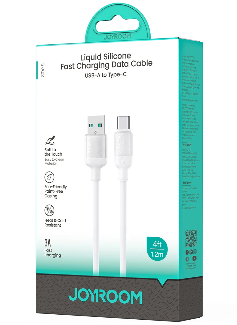 Câble de données et de charge USB-A - USB-C Joyroom S-A62 Lively, 18W, 1,2m, Blanc