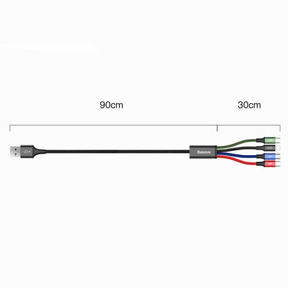 USB-A - 2 x Lightning / microUSB / USB-C Câble de charge rapide Baseus 4in1, 20W, 1,2m, noir CA1T4-A01