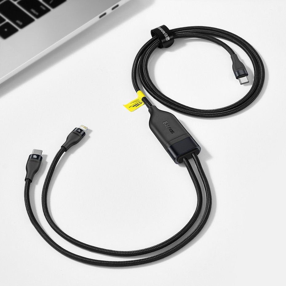 Câble de Données et de Charge USB-C - Lightning / USB-C Baseus Flash Series 2in1, 100W, 1.2m, Noir CA1T2-F01