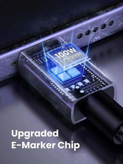 Câble de Données et de Charge USB-C - USB-C UGREEN L512, 100W, 0.5m, Gris