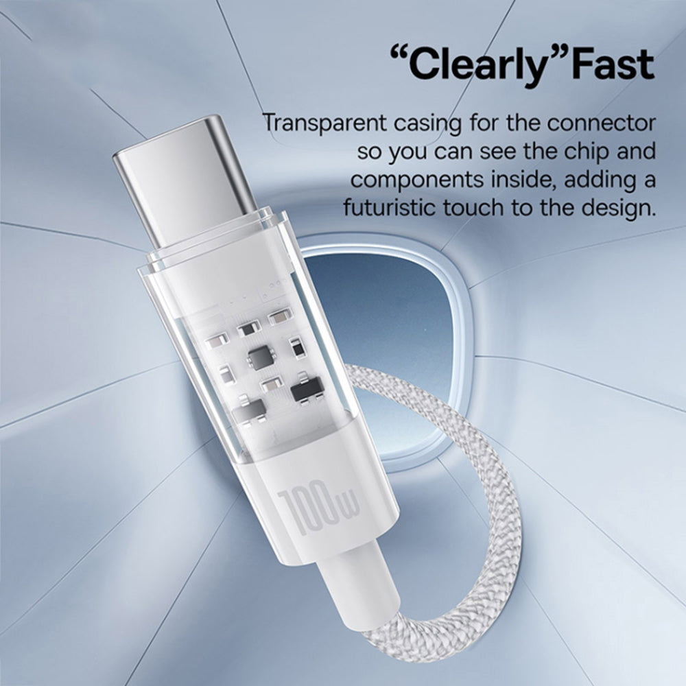 Câble de Données et de Charge USB-C - USB-C Baseus Gem, 100W, 2m, Blanc P10373000211-01