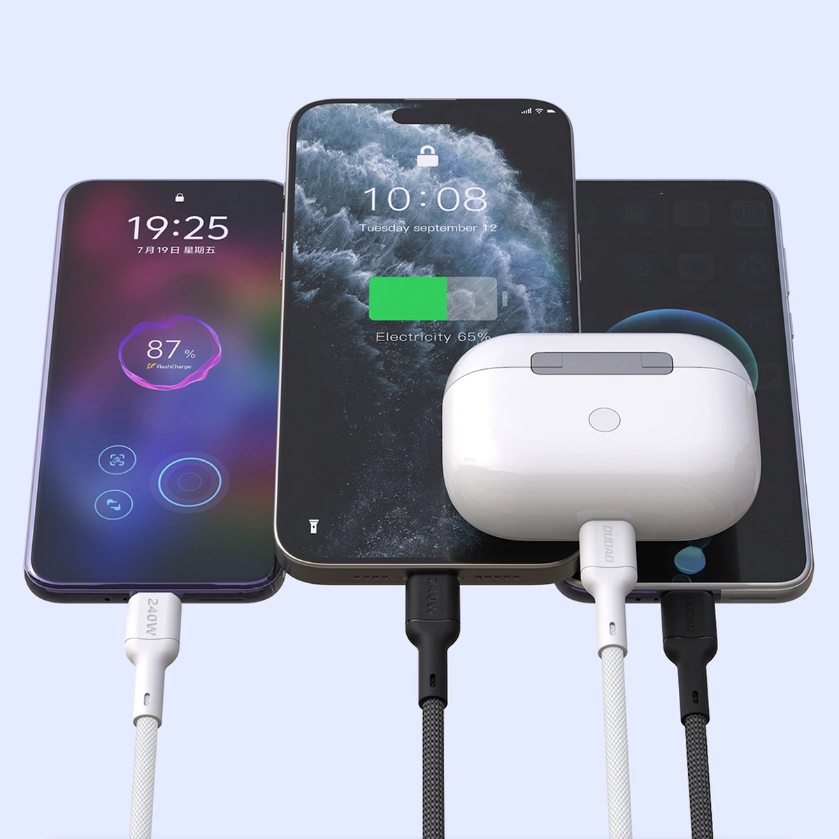 Câble de données et de charge USB-C - USB-C Dudao L9C Max, 240W, 1,2m, Noir