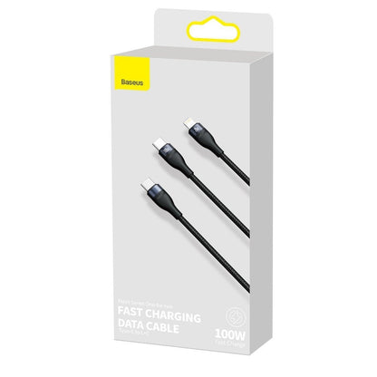 Câble de Données et de Charge USB-C - Lightning / USB-C Baseus Flash Series 2in1, 100W, 1.2m, Noir CA1T2-F01