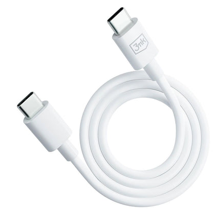 Câble de données et de charge USB-C - USB-C 3MK Hyper, 100W, 1.2m, blanc 