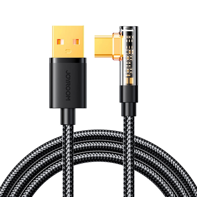 Câble de Données et de Charge USB-A - USB-C Joyroom S-UC027A6 Angled, 60W, 1.2m, Noir