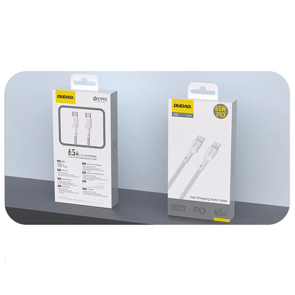 Câble de Données et de Charge USB-C - USB-C Dudao L9C, 65W, 1m, Blanc