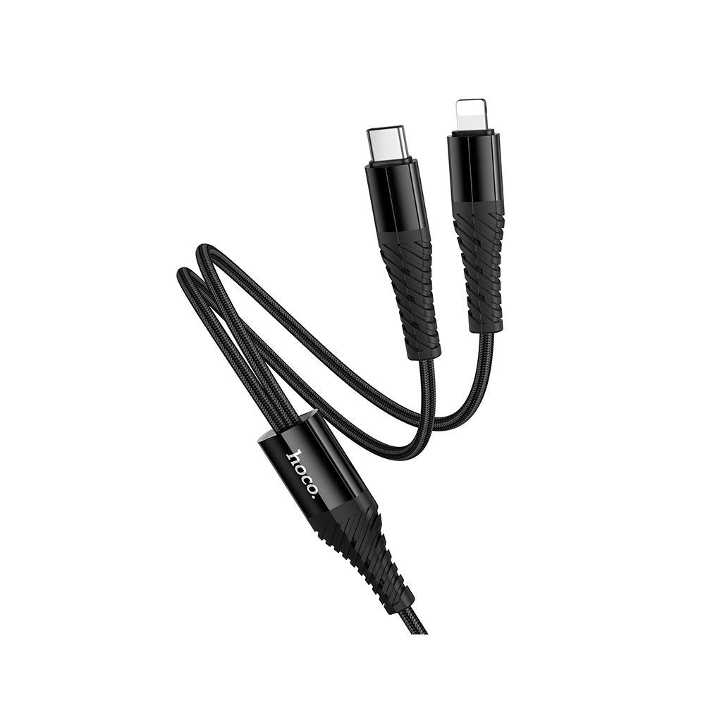 Câble de charge USB-C - Lightning / USB-C HOCO X123, 10W, 1m, Noir