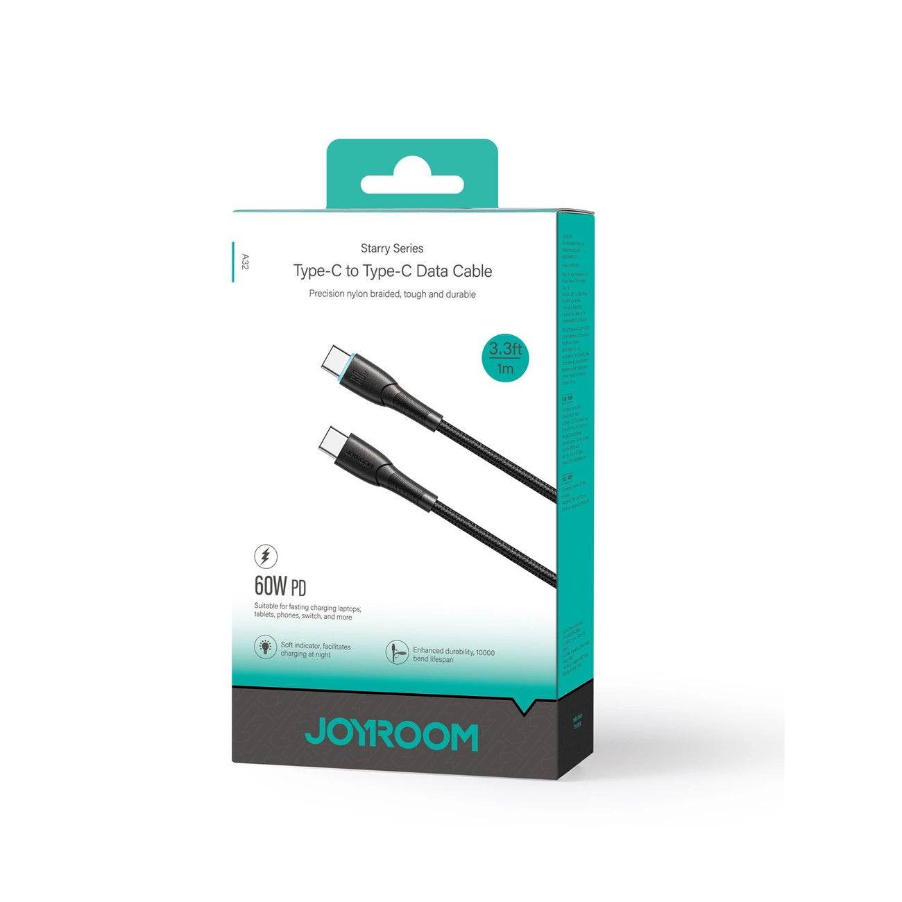 Câble de Données et de Charge USB-C - USB-C Joyroom S-A32, 60W, 1m, Noir