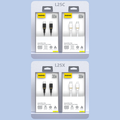 USB-C Data and Charging Cable - USB-C Dudao L25C, 30W, 1m, White