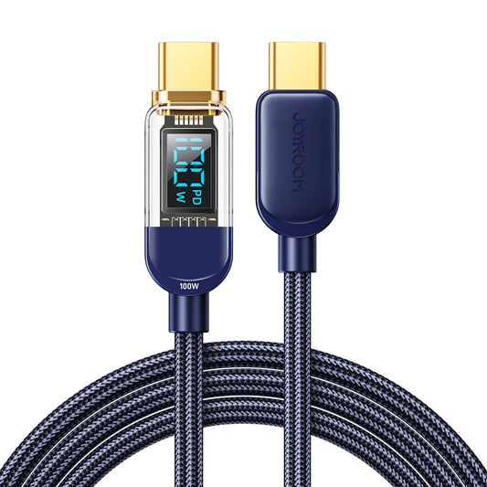 Câble de Données et de Charge USB-C - USB-C Joyroom A4 Display, 100W, 1.2m, Bleu