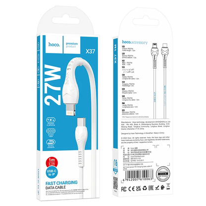 USB-C to Lightning Data and Charging Cable HOCO X37, 27W, 1m, White