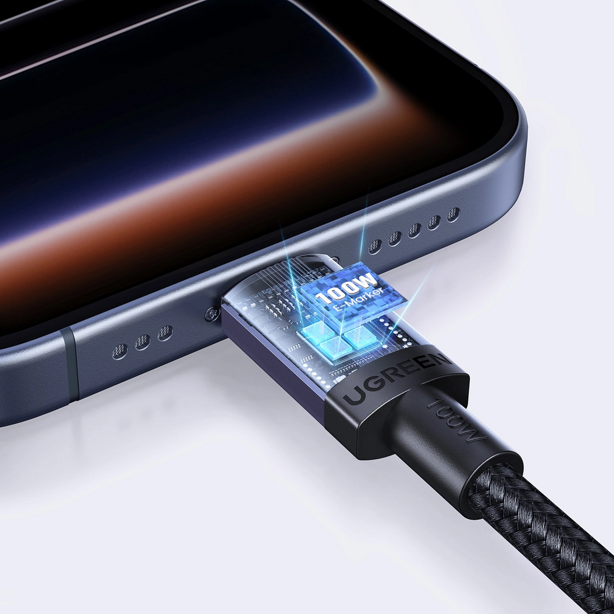 Câble de Données et de Charge USB-C - USB-C UGREEN, 100W, 2m, Noir