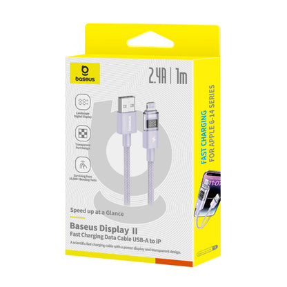 Câble de Données et de Charge USB-A - Lightning Baseus Display 2, 12W, 1m, Mauve P10382700511-00