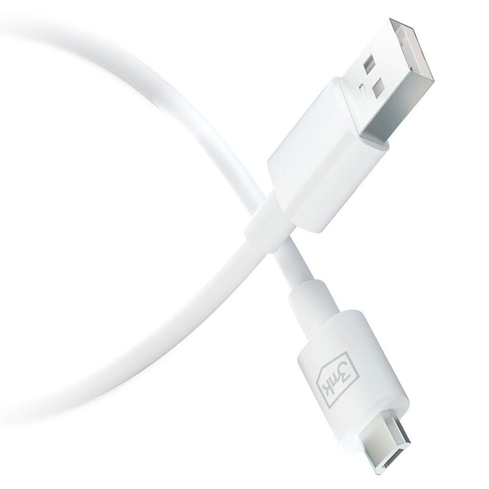 USB-A to microUSB Data and Charging Cable 3MK Hyper, 18W, 1.2m, White
