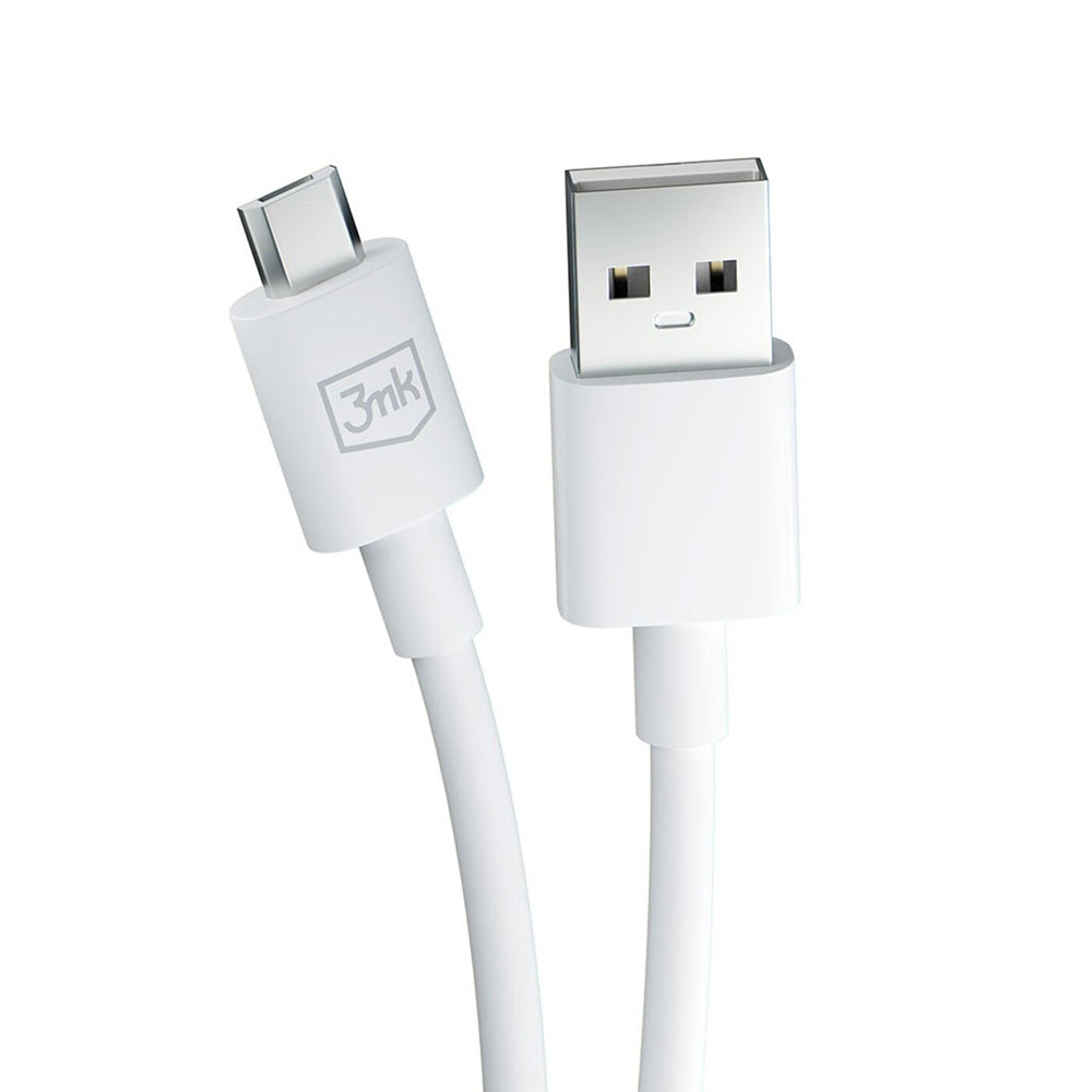 USB-A to microUSB Data and Charging Cable 3MK Hyper, 18W, 1.2m, White