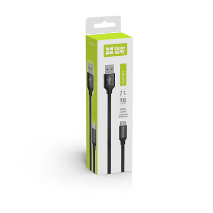 Câble de Données et de Charge USB-A - microUSB ColorWay CW-CBUM002, 18W, 1m, Noir
