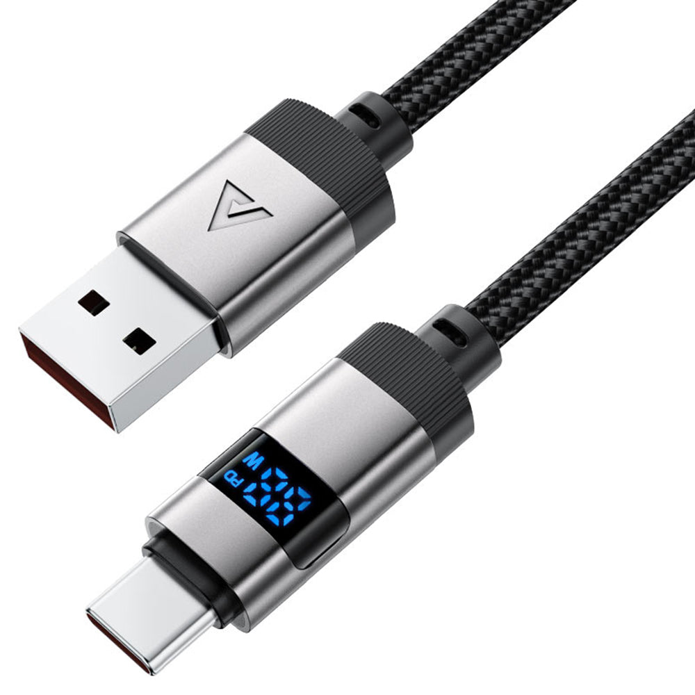 Câble de Données et de Charge USB-A - USB-C Acefast C15-04 Display, 66W, 1.2m, Noir
