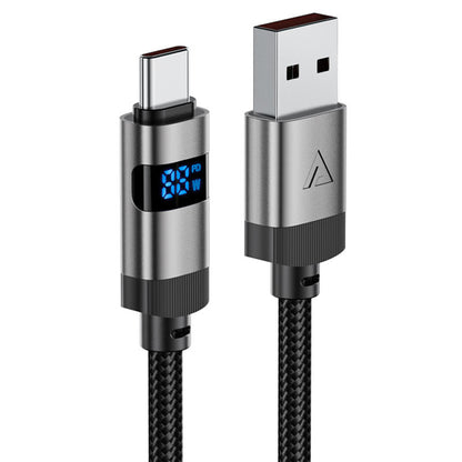 Câble de Données et de Charge USB-A - USB-C Acefast C15-04 Display, 66W, 1.2m, Noir
