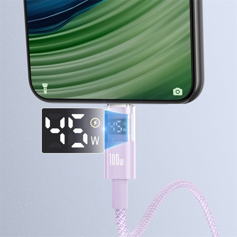 Câble de Données et de Charge USB-A - USB-C Baseus Display 2, 100W, 1m, Mauve P10382701511-00