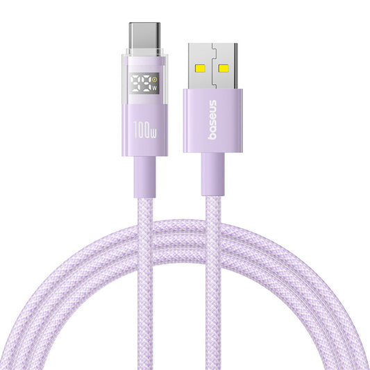 Câble de Données et de Charge USB-A - USB-C Baseus Display 2, 100W, 2m, Mauve P10382701511-01