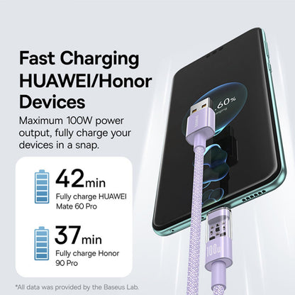 Câble de Données et de Charge USB-A - USB-C Baseus Gem, 100W, 1m, Violet P10373002511-00
