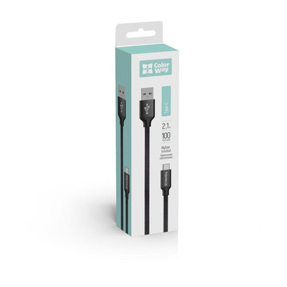 Câble de Données et de Charge USB-A - USB-C ColorWay CW-CBUC003, 18W, 1m, Noir
