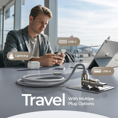 Câble de Données et de Charge USB-A / USB-C - Lightning / USB-C Lisen 4en1, 240W, 2m, Gris YL0124110002