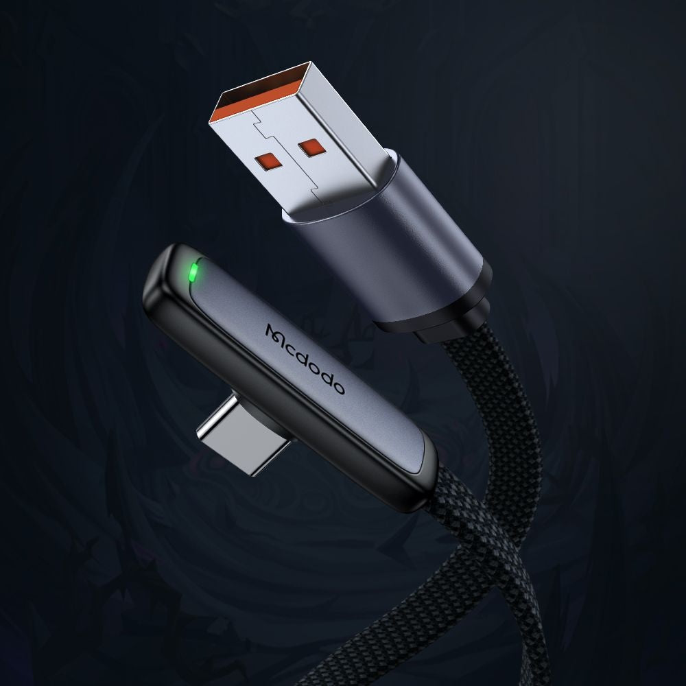 Câble de Données et de Charge USB-A - USB-C McDodo CA-3340 Angled, 100W, 1.2m, Noir